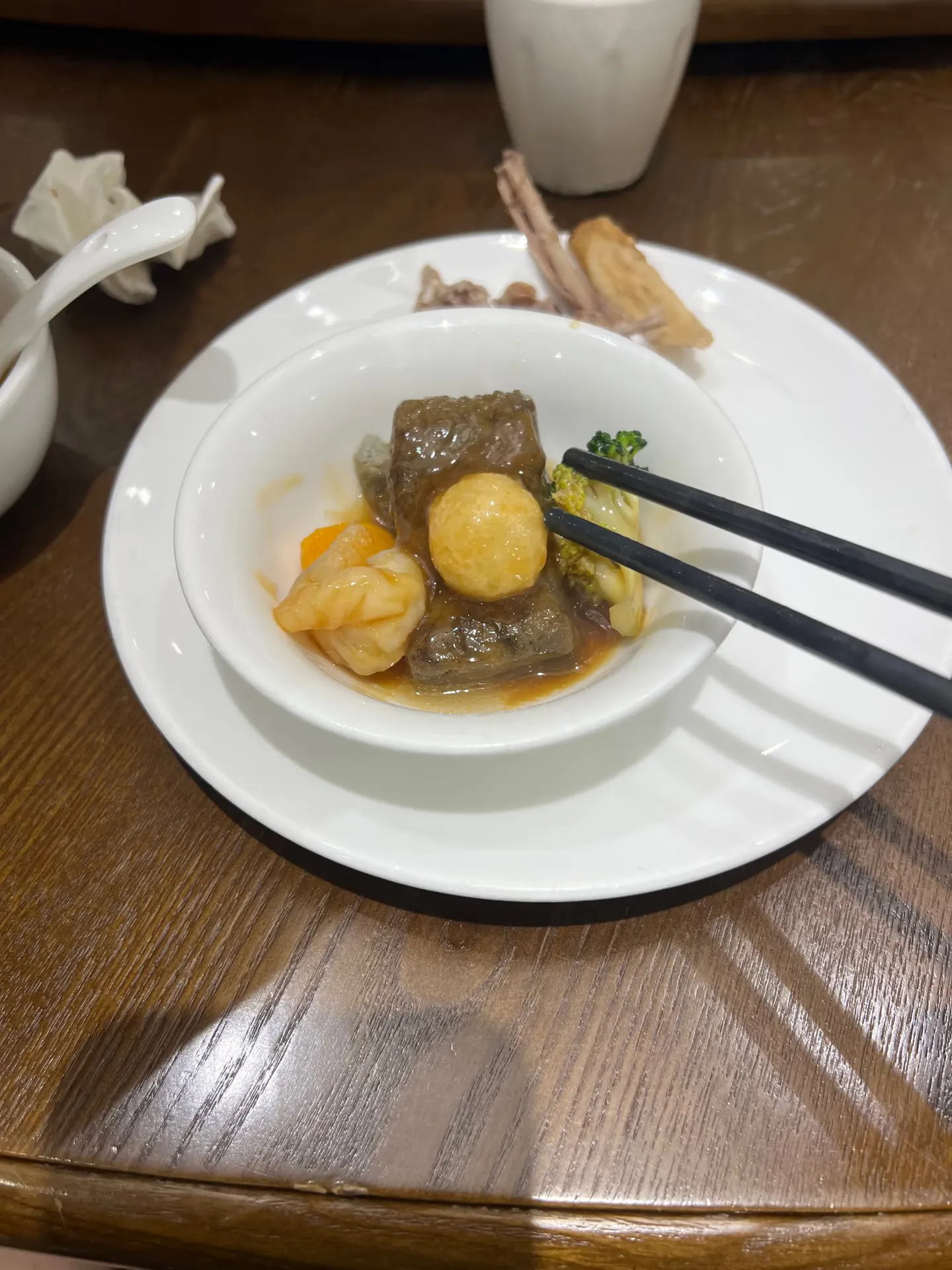 The dark centre of the black sesame tofu
