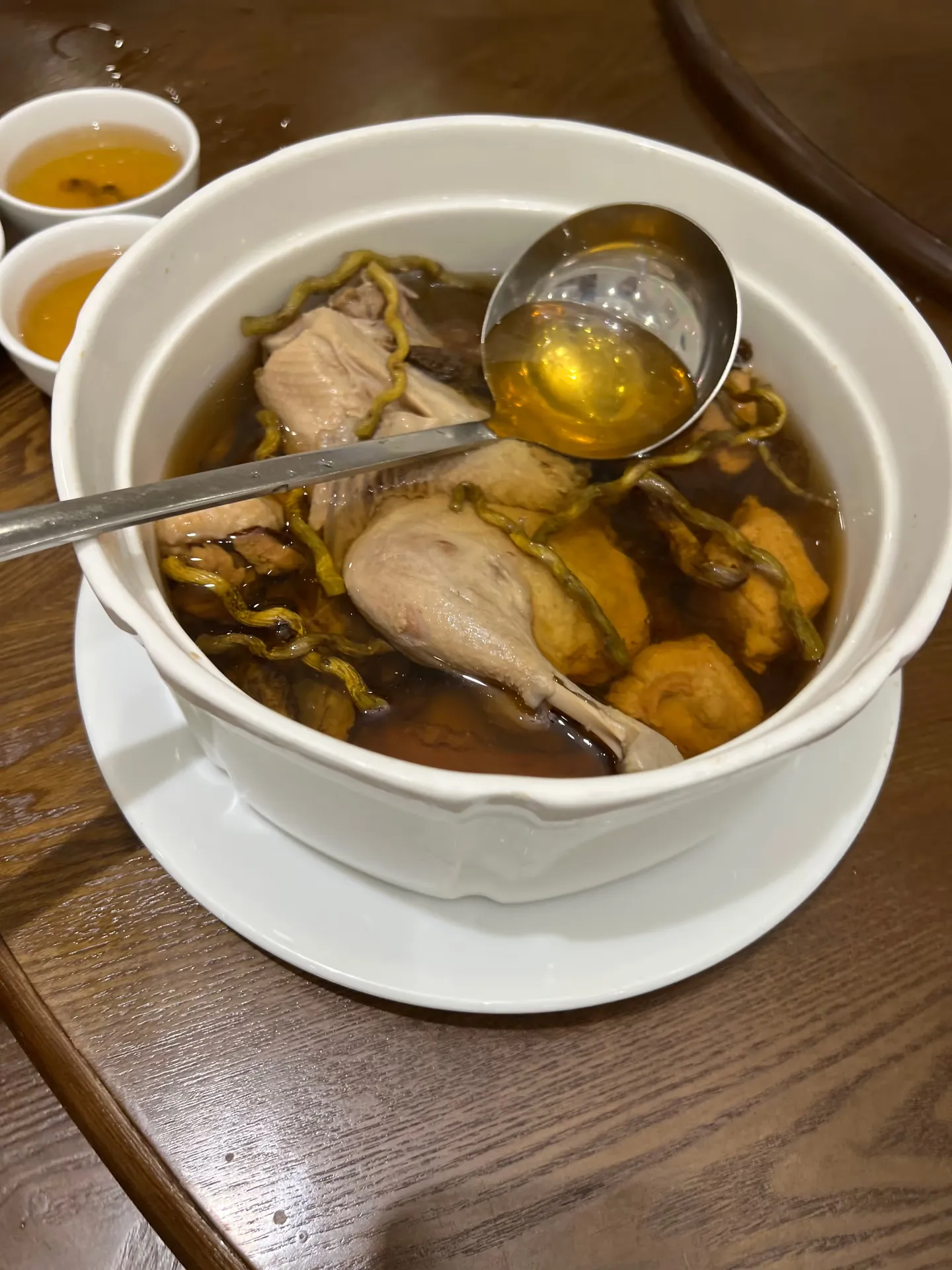 Chicken in a clear broth