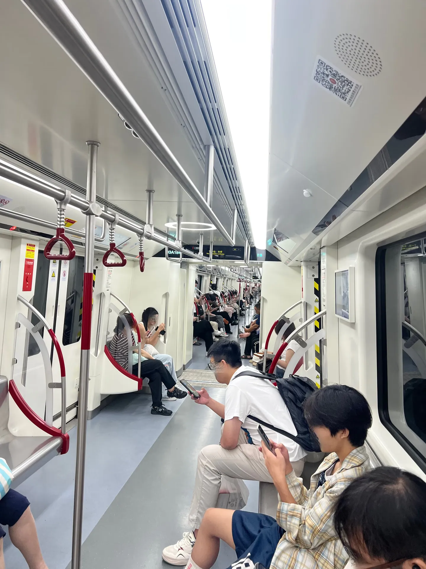 Inside a Guangzhou metro carriage