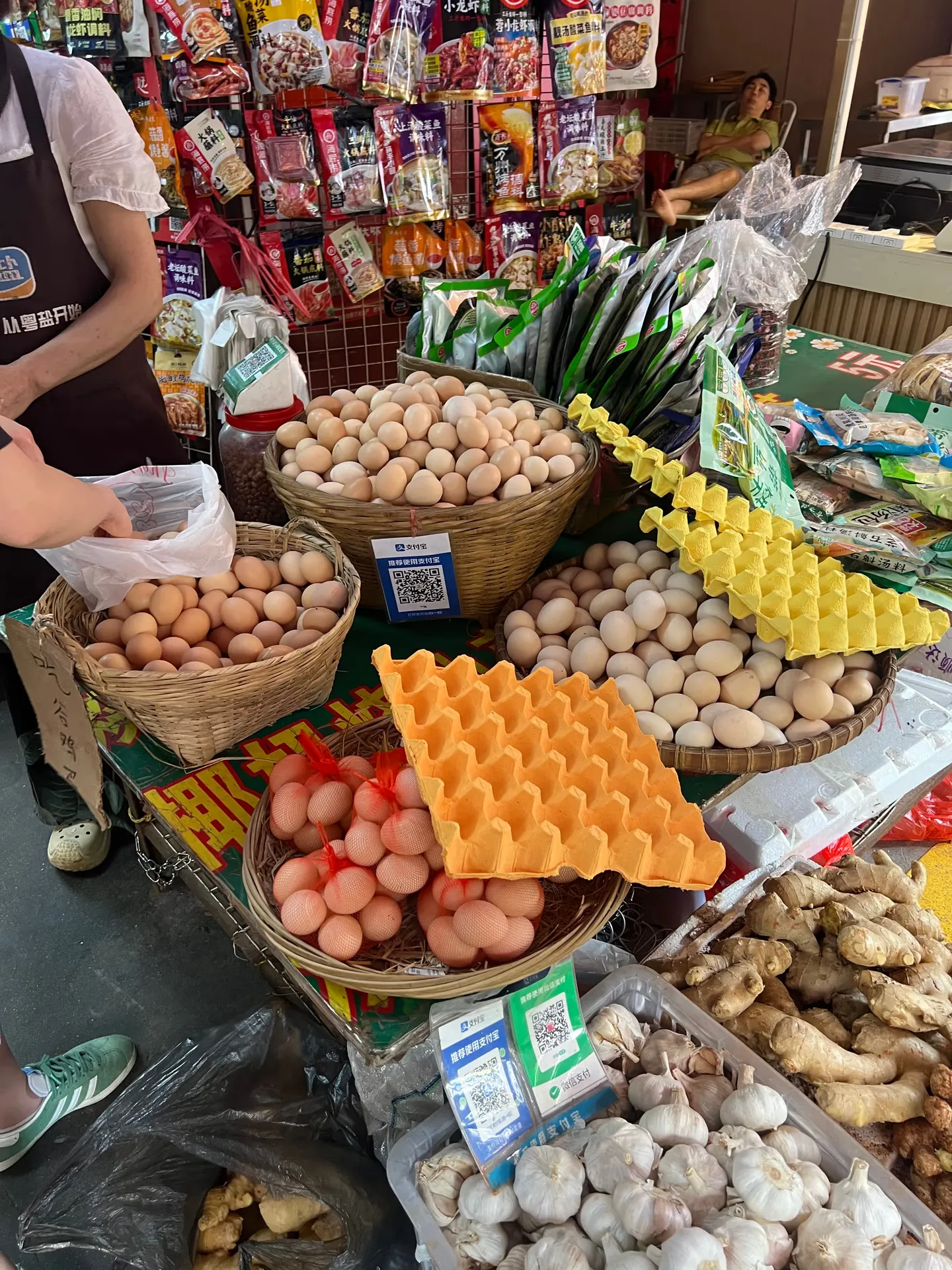 A stall selling eggs and other ingredients