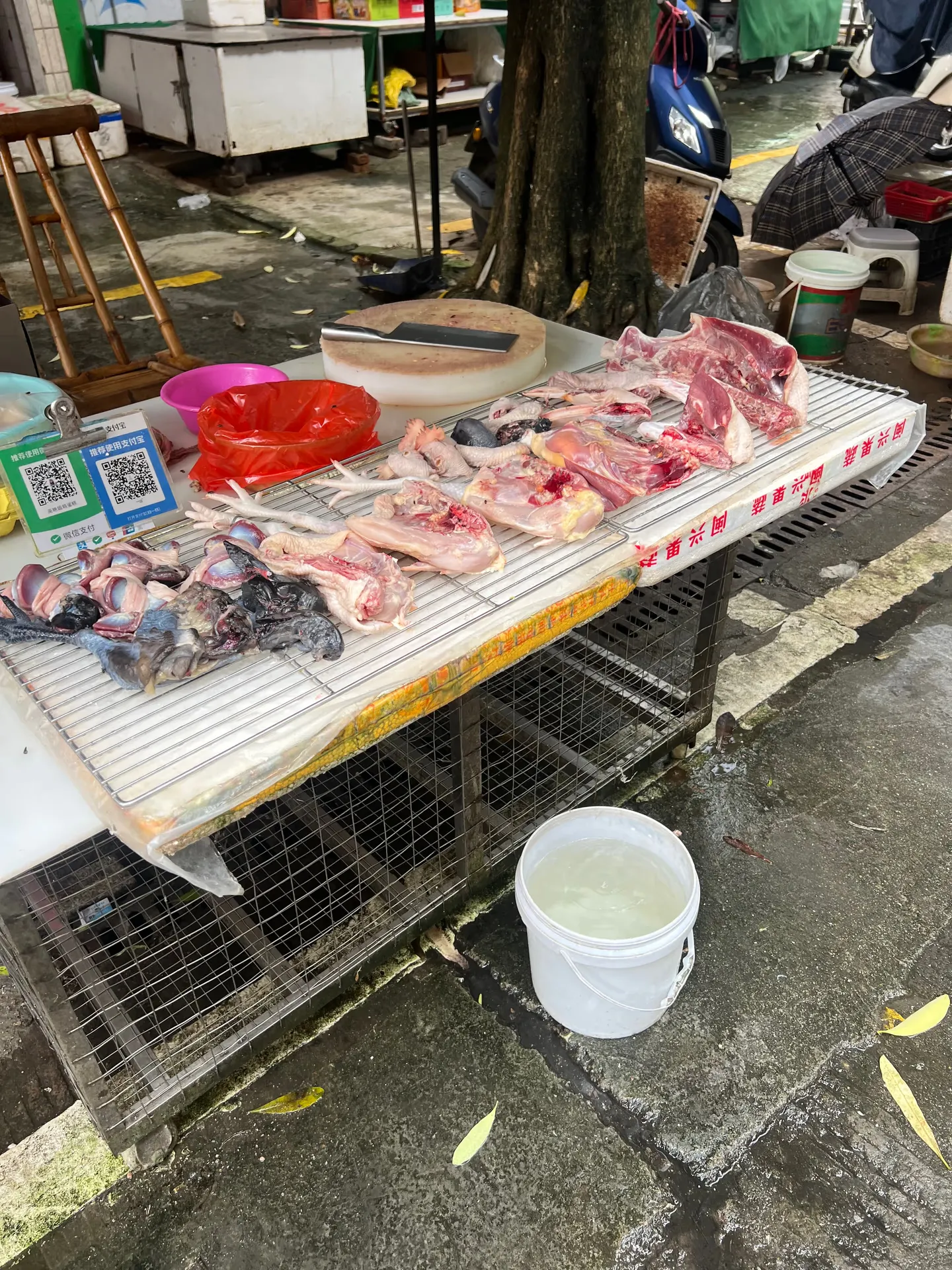 Meat laid out at a stall
