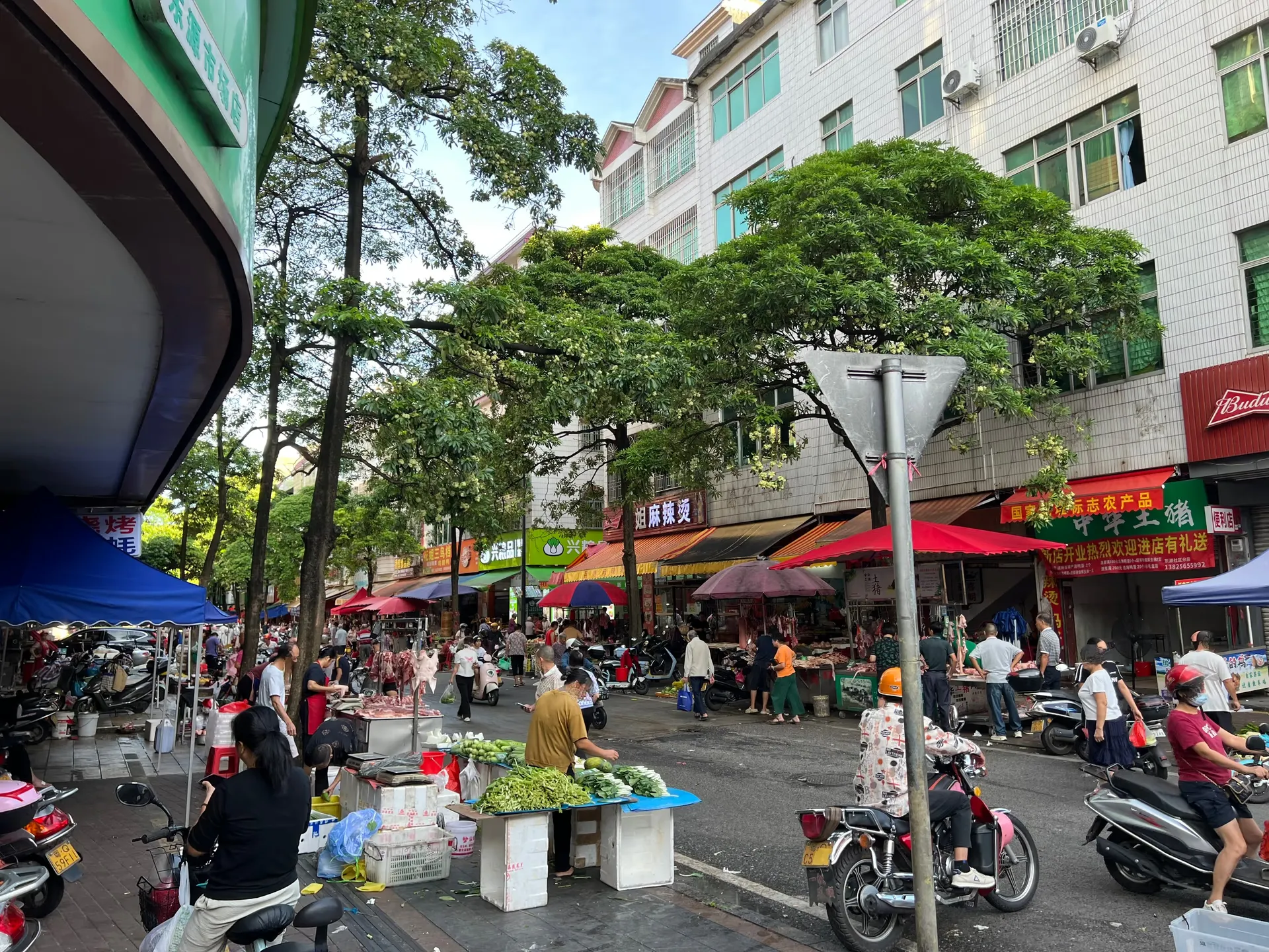 The market street seen from the car