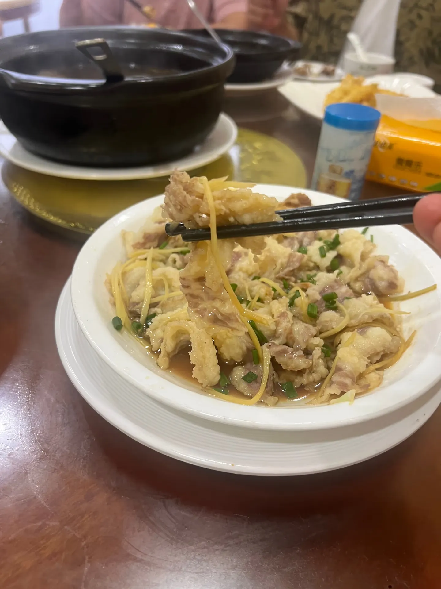 Thinly sliced beef mixed with shredded ginger